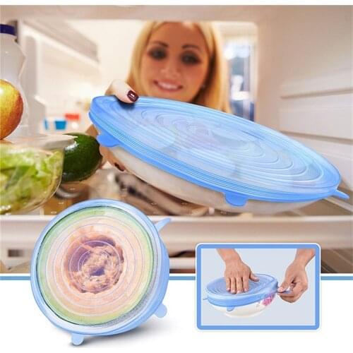 6PCS Reusable silicon stretch lids universal lid Silicone food wrap bowl pot lid silicone cover pan cooking Kitchen Stopper