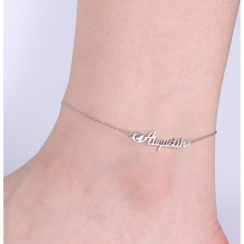 Lucktune Custom Name Anklet Foot Chain Personalized Anklets for Women Stainless Steel Beach Jewelry Charm Ankle Bracelet