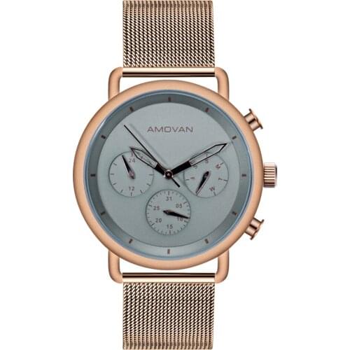 Small Triple Dial Stainless Steel Mesh Strap Quartz Watches