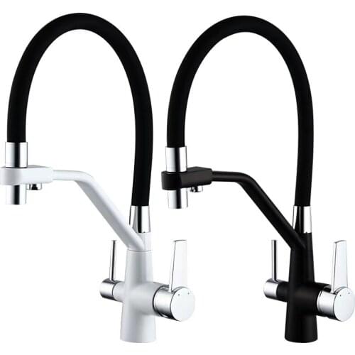 Brushed/Chromre Black White Filtered Crane For Kitchen Pull Out Spray 360 Rotation Water Filter Tap Sink Mixer Kitchen Faucet