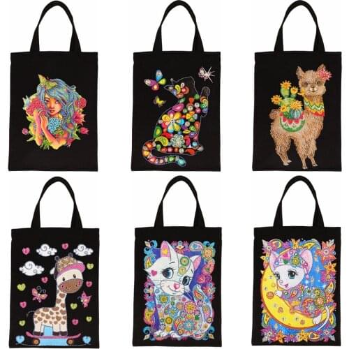 New 5D Diamond Painting Handbag DIY Eco-friendly Shopping Storage Bags Foldable Canvas Bag Home Organizer Craft Handbag Gift