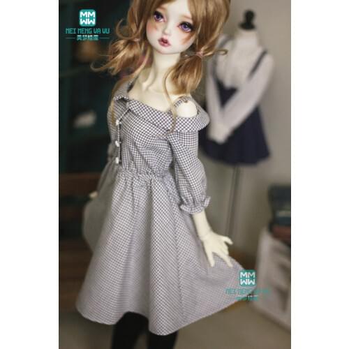 Clothes for dolls fashion cotton black plaid dress for girls 60cm 1/3 bjd doll clothes underwear