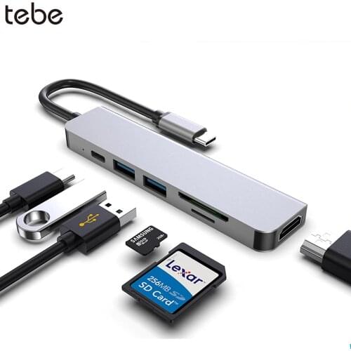 Tebe USB C HUB Type C to Multi USB 3.0 HDMI-Compatible Card Reader Dock for MacBook Pro Huawei Mate 30 USB-C 3.1 Splitter Hub