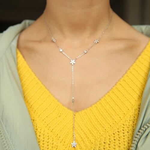 100% 925 fine silver Delicate Y boho beatiful flower necklace Dainty Choker much layer necklace 2019 trendy for women girl