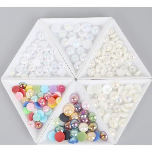 DIY Handmade Bow Hair Accessories Material Half ABS Imitation Pearl Patch Semicircle Flat Color Beads Accessories