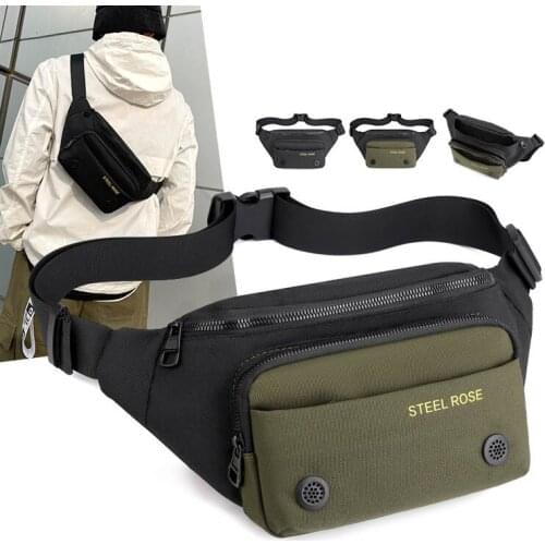 Casual Men Chest Bags Multi-Function Crossbody Bag Waist Pack Nylon Zipper Phone Pouch Man Hip Fanny Pack Short Travel Bag