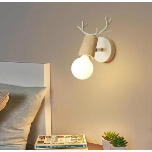 Bedside Simple Modern Wall Lamp Stairway Corridor Hallway Childrens Room Wall Light Staghorn Head Living Room Lighting