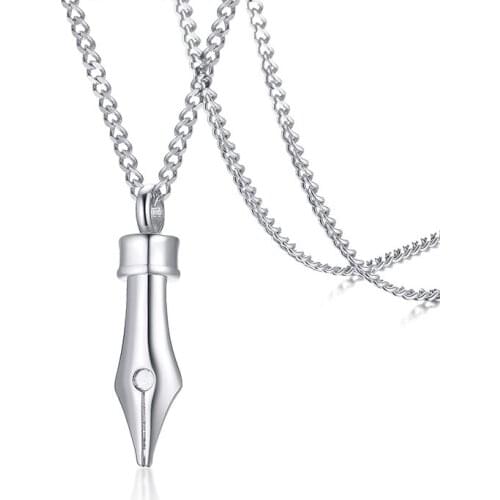 Simple Ink Pen Nib Silver Color Pendants Necklace Short Women Men Graduation Teacher Student Gift Jewelry Choker