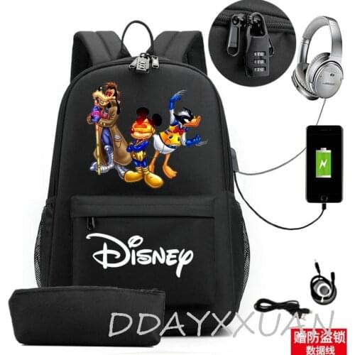 Disney Mickey Mouse Backpack Bags Men Women Teenage Boys Girls School Bags Anime Cartoon Backpacks Print Bags