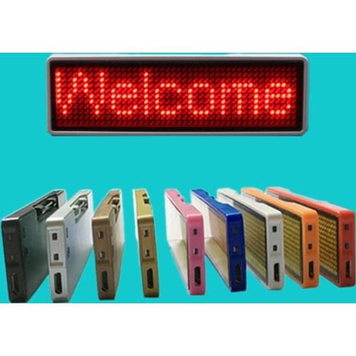 Red color led name badge digital name tag with body case color black sliver brown golden pink blue white orange red