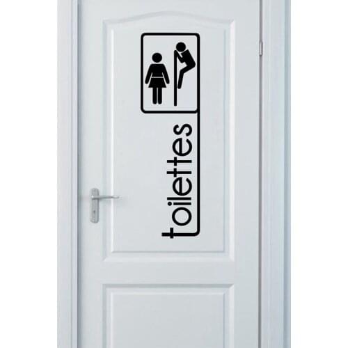 Funny Voyeur French Toilettes Vinyl Decal Stickers , French Toilet WC Door Sign Sticker Salle De Bain Wall Decal Art Decor