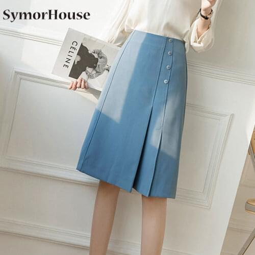 Black A Line Skirt Women Casual Fashion Spring Summer Office Ladies Skirts High Street Simple OL Blue Vintage SKirts Autumn