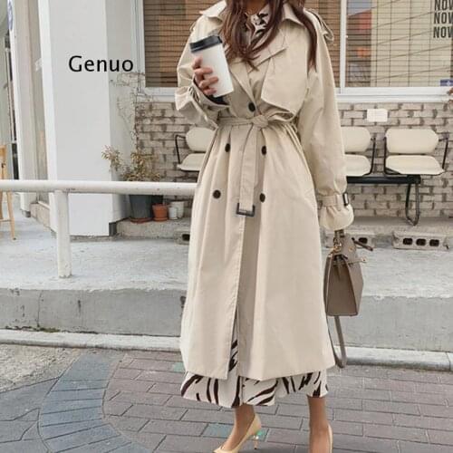 Russian Style Womens Long Trench Coats Top quality oversized cotton overcoats