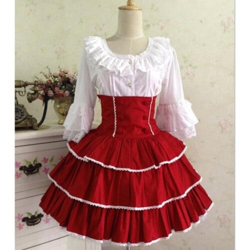 New fashion lolita cosplay Costume for women adult princess lolita dress Cotton lace Two piece dresses