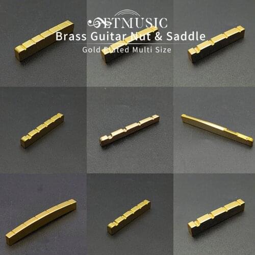 4/5/6 String Brass Nut and Saddle String Multi Size Brass Gold Plated for Electric Guitar, Acoustic Guitar, Bass Guitar Parts