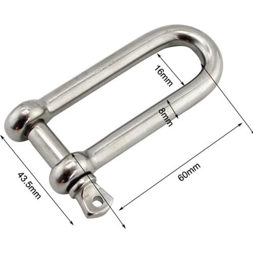 5 pcs 8mm Long D standard shackle stainless steel 316 marine hardware boat hardware