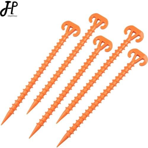 5Pcs 28cm Threaded Plastic Tent Nail Beach Picnic Mat Fixed Tent Peg Camping Hiking Equipment Outdoor Traveling Tent Accessories