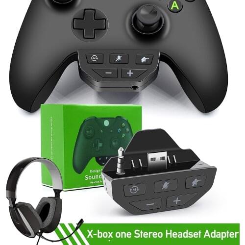 Stereo Headset Adapter, Audio Mic Headphone Converter for Xbox One Controller (Black)