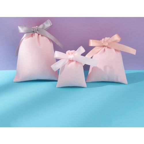 50pcs/lot Jewelry Velvet Drawstring Bags Gift Packaging Pouch Makeup Lipstick Birthday Wedding Party Pouch Wrapping Supply Sack