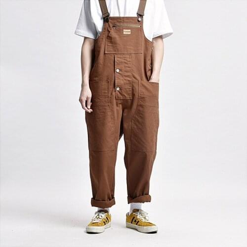 2021 Male Japan Harajuku Streetwear Hip Hop Jumpsuit Bib Trousers Overalls Men Women Couple Loose Casual Wide Leg Cargo Pants