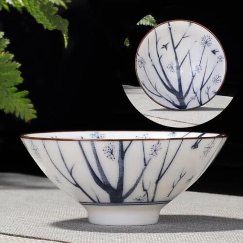 Hand-painted hat cup tea bowl small kung fu tea cup ceramic tea cup ceramic tea set handmade NO.YZ66
