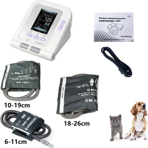 3 Size Cuffs Digital Veterinary Blood Pressure Monitor CONTEC08A Vet Animal Use USB Software