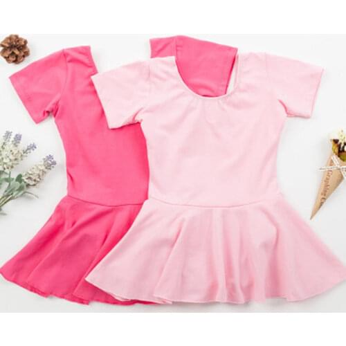 Kids Leotards Gymnastics Summer Children Cotton Short Sleeve Ballet Leotard Tutu Skirt Dance Wear Dresses for Girls