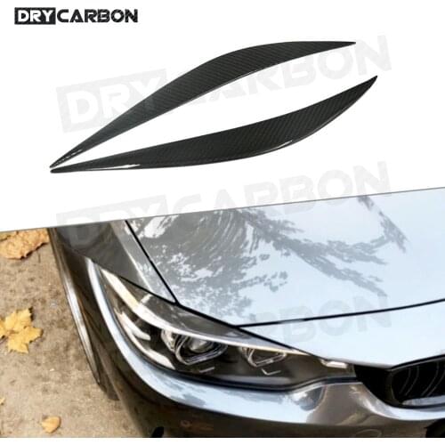 For 4 Series Carbon Fiber Front HeadLamp Eye lids Eyebrows Trims Stickers Cover for BMW F32 F33 F36 F82 F83 FRP