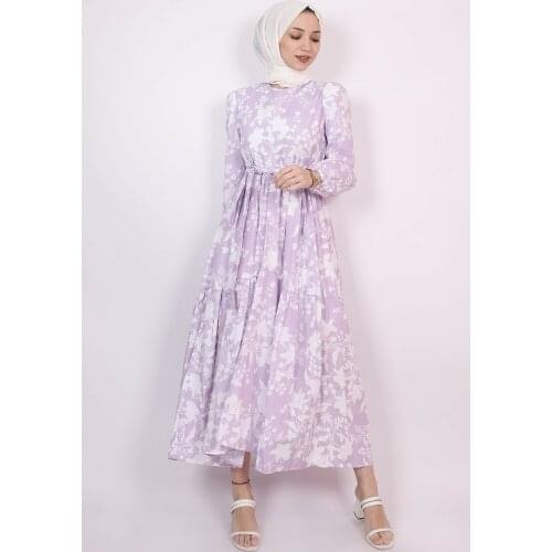 ENDERON Lilac White Floral Cloche Hijab Seasonal Dress