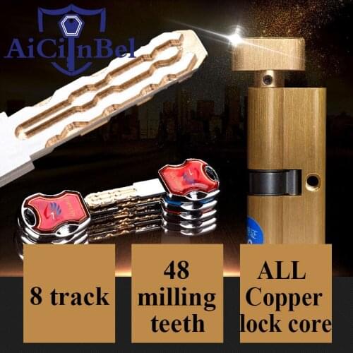 European standard bedroom lock Door Lock Brass Cylinder Single Open Knobs Eccentric Entrance Bedroom Cylinder Copper 5 Keys