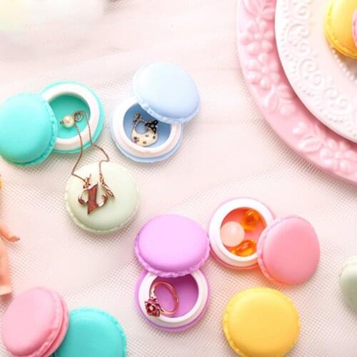 Portable Candy Color Mini Cute Macarons Jewelry Ring Necklace Carrying Case Organizer Storage Box for Small items