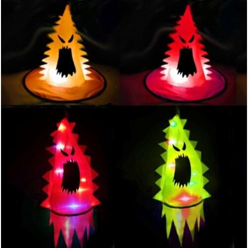 Halloween Sawtooth Witch Hat LED New Luminous Glowing Witch Hat Wizard Hat for Children Adult Cosplay Costume Party Decor