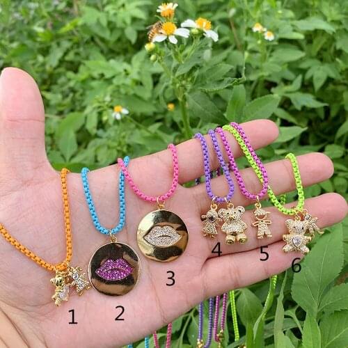 JINLOU Wholesale Price 18k Gold Plated Brass Copper Children Girl Boy Pendant Little Bear Necklace