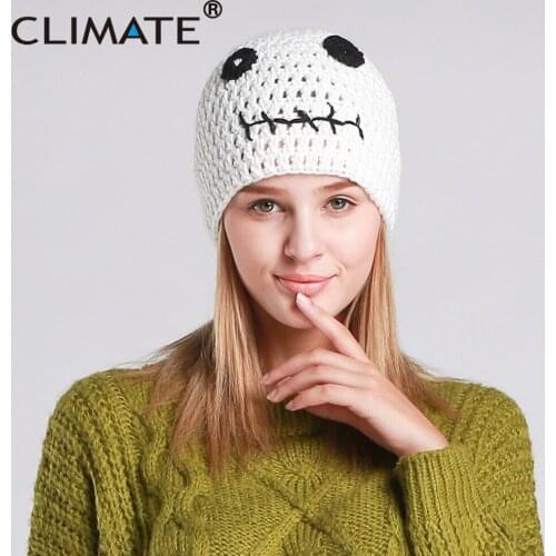 CLIMATE Halloween Costume Beanie Hat Cap Skeleton Winter Warm Knitted Hat Beanie Women Men Funny Mummy Hallowmas Beanie Hat