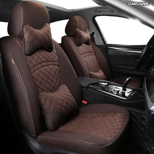 CUWEUSANG Custom FLAX car seat covers set For Cadillac SRX ESCALADE ATS SLS CTS XTS CT6 XT5 XT4 Automobiles Seat Covers car seat