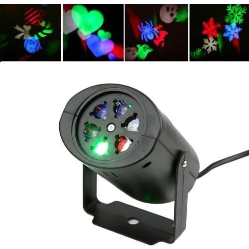 Laser Projector Lamp Mini LED Stage Light Heart Snow Spider Bowknot Bat Christmas Party DJ Laser Lighting With 4 pattern lens