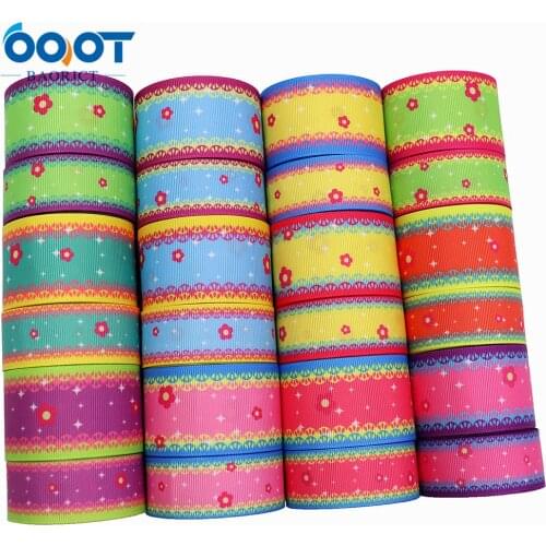 M-21329-268,38mm 10yards Geometry Flower Thermal Transfer Printed Grosgrain Ribbons,Bow Cap DIY Party Gift Packaging Materials