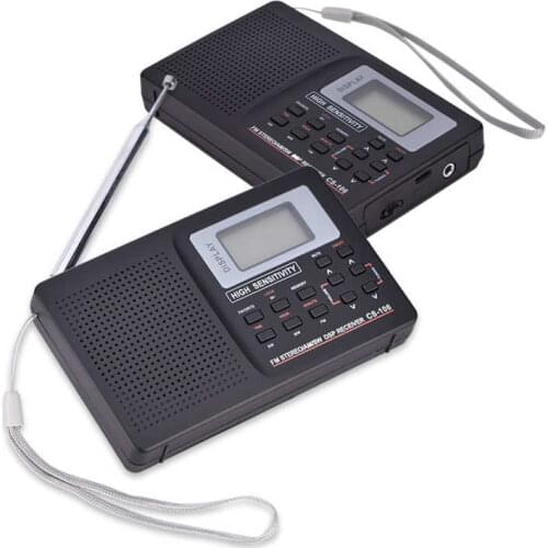 Mini Portable Radio Handheld Digital FM/AM/SW/LW/TV Full Frequency Receiver Radio Support Alarm Clock with Earphone Rechargeable