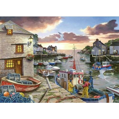 Cross Stitch Kits Sea Scenery Shore boat Needlework Embroidery Crafts 14CT Unprinted DIY Arts Handmade Home Decor