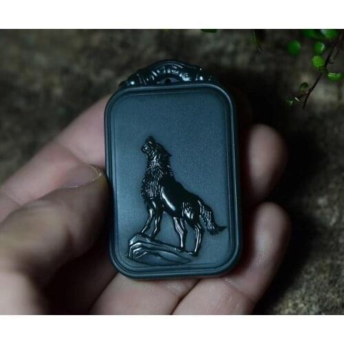Natural Xinjiang Hetian Jade Green First Grade Fine Material Wolf Pendant hp380