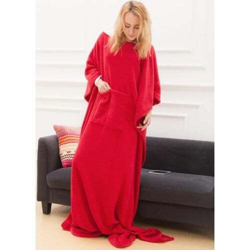 Wearable Comfortable Warm Soft Blanket With Pocket Socks Super Comfortable Wearable Women Girls Adult Comfortable Throwing Robe