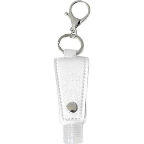 2021 New Clear Empty Bottle Hand Sanitizer Container with Faux Leather Keychain Holder