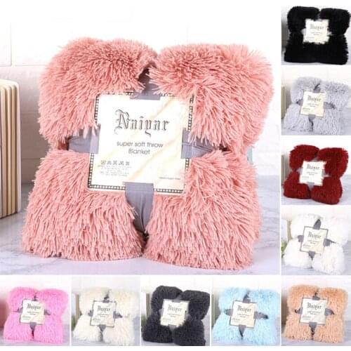 Faux Fur Blanket Fluffy Shaggy Sofa Blankets Bed Bedspread Beige White Warm Bedding Sheet Cozy Blankets