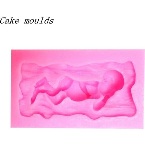 Wholesale Silicone mold K228 3D Sleeping Baby Shape Clay mold Decoration Fondant cake mold