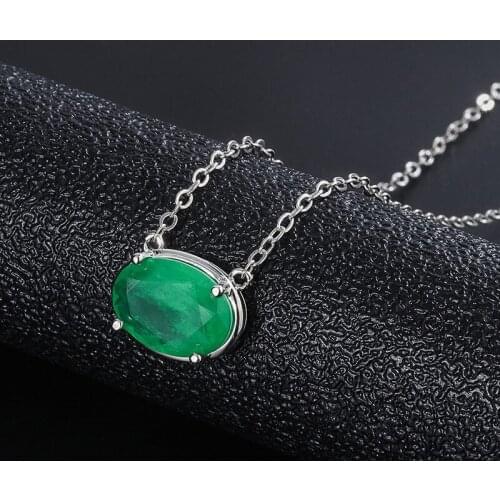 Funmode Oval Shape White Gold Color Link Chain Green CZ Charms Necklace Pendant For Women Dress Accessories bijoux femme FN100