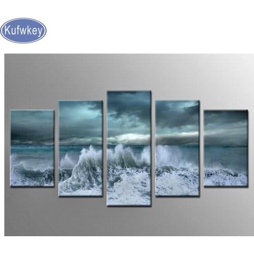 Landscape diamond painting,Cross Stitch,seaside Diamond mosaic picture of Rhinestone Full square Diamond Embroidery sea waves