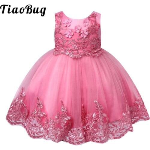 Baby Girl Dress Flower Girls Dresses For Wedding Embroidered Lace Beads Baptism Dresses Sleeveless Sequins Princess Vestidos