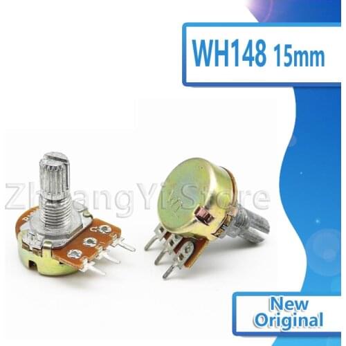 5pcs WH148 3Pin 15mm Potentiometer B1K B2K B5K B10K B20K B50K B100K B250K B500K B1M 1K 2K 5K 10K 20K 50K 100K 250K 500K 1M