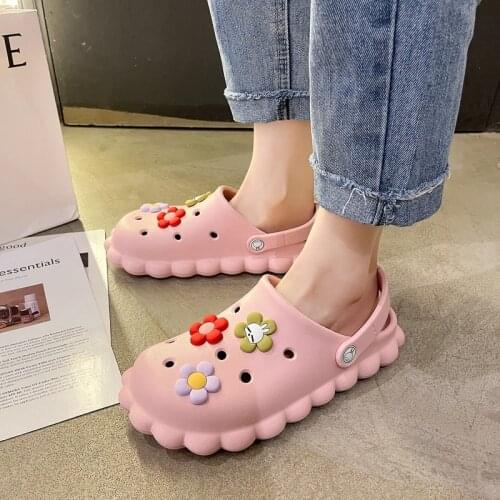 Summer Women Sandals Flowers Couples Beach Slippers Men Flip Flops Clos Men Breathable Sandalias Women Beach Shoes Jelly Slides