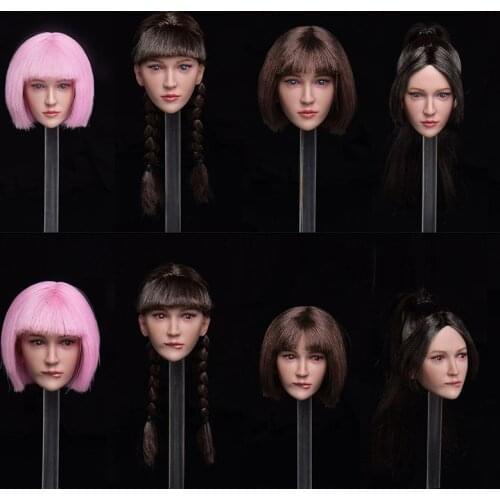 Createmodels 1/6 Female Normale Pouting Head Sculpt D-02 D-03 Soldier Head Carving Fit 12'' Action Figure Body